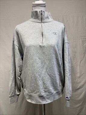 Champion Light Gray Half-Zip Sweatshirt
